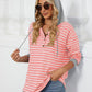 Drawstring Striped Long Sleeve Hoodie