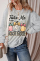 Graphic Round Neck Long Sleeve Sweatshirt Gray
