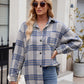 Mandy Pocketed Plaid Collared Neck Long Sleeve Shirt