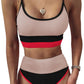 Color Block Spaghetti Strap Two-Piece Swim Set