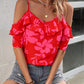 Ruffled Printed Short Sleeve Blouse