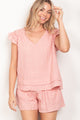 VERY J Ruffle Cap Sleeve Top & Shorts Set BLUSH