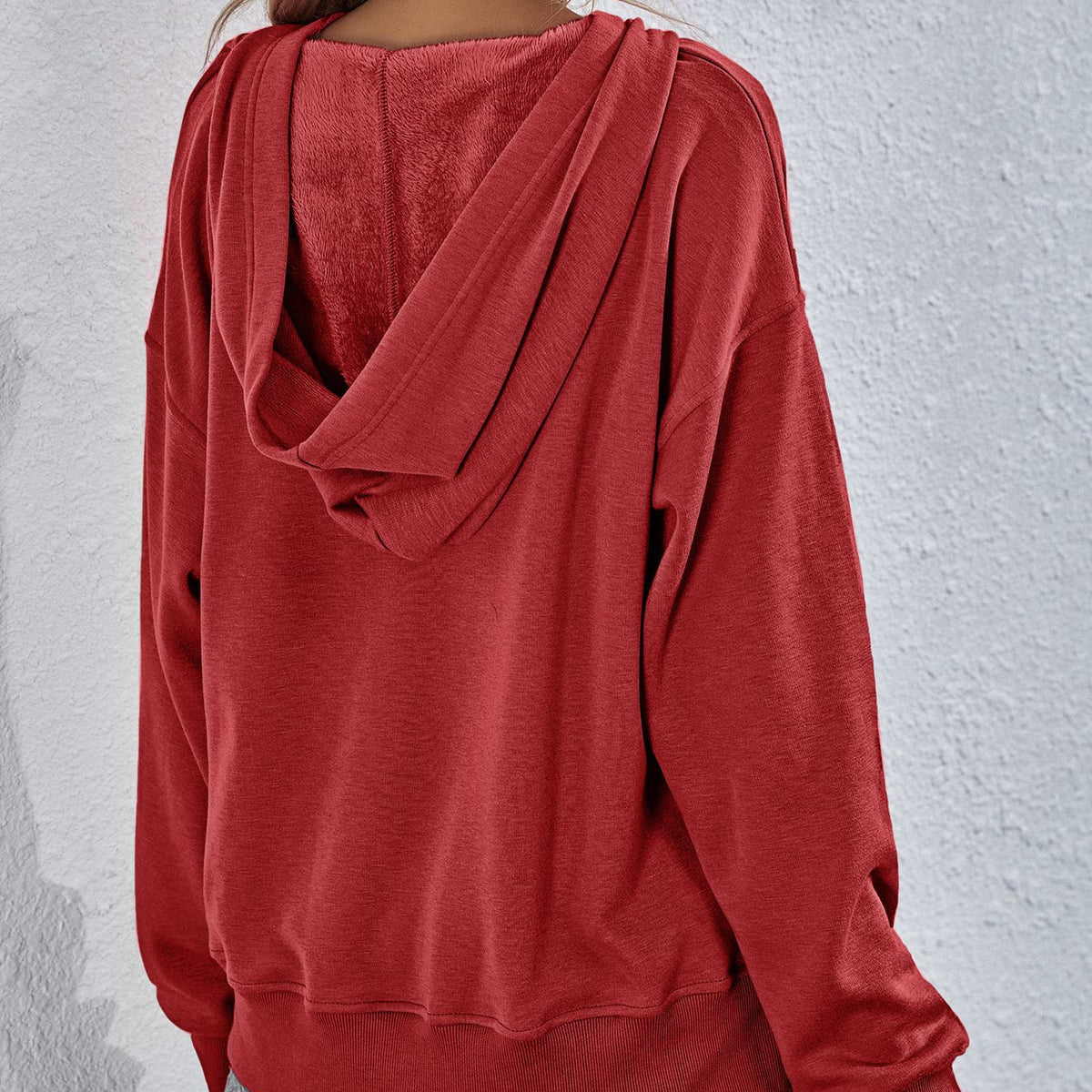 Dropped Shoulder Slit Hoodie