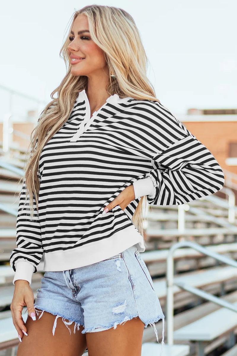 Striped Dropped Shoulder Long Sleeve Sweatshirt