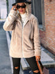 Zip-Up Collared Ribbed Jacket Sand