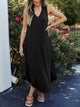 Full Size V-Neck Midi Tank Dress Black