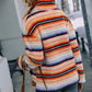 Striped Quarter Zip Dropped Shoulder Sweatshirt