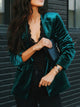 Button Up Lapel Collar Blazer Deep Teal