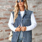 Raw Hem Sleeveless Button Up Denim Jacket