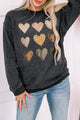 Heart Round Neck Dropped Shoulder Sweatshirt Dark Gray
