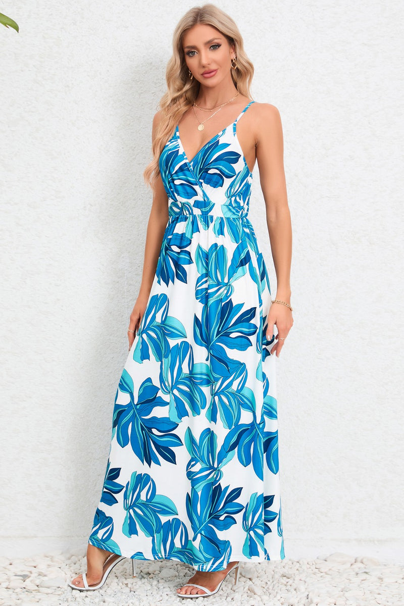 Printed Surplice Maxi Cami Dress