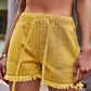 Drawstring Raw Hem Denim Shorts