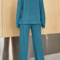 Ribbed Half Button Top and Pants Set