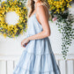 Spaghetti Strap Tiered Denim Dress