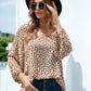 Printed V-Neck Balloon Sleeve Blouse