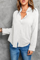 Textured Button Front Curved Hem Shirt White