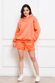 Drop Shoulder Long Sleeve Hoodie and Shorts Set Caramel
