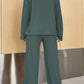 Ribbed Half Button Top and Pants Set