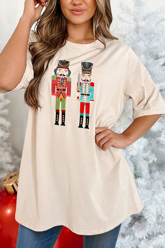 Nutcracker Round Neck Half Sleeve T-Shirt Tan