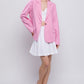 Love Tree One-Button Long Sleeve Linen Blazer