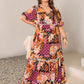 Plus Size Printed V-Neck Half Sleeve Maxi Dress