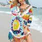 Fringe V-Neck Three-Quarter Sleeve Cover Up