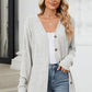 Ribbed Button Up Long Sleeve Cardigan