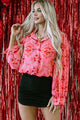 Ditsy Floral Collared Neck Shirt Coral