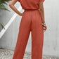 Round Neck Short Sleeve Top and Pants Set