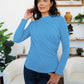 FAM-FAM Ruched Mock Neck Long Sleeve T-Shirt