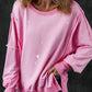 Exposed Seam Round Neck Long Sleeve Sweatshirt