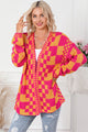 Contrast Exposed Seam Open Front Cardigan Orange