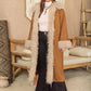 Plus Size Furry Trim Open Front Long Sleeve Coat