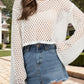 Openwork Round Neck Long Sleeve Cover Up