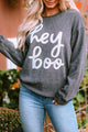 Round Neck Dropped Shoulder Letter Graphic Sweatshirt Dark Gray