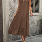 Decorative Button Notched Sleeveless Dress