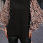 Leopard Mock Neck Lantern Sleeve Blouse