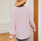 Notched Neck Flounce Sleeve Blouse