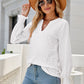 Notched Flounce Sleeve Eyelet Top