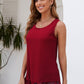 Double Layer Mesh Scoop Neck Wide Strap Tank