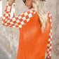 Checkered Round Neck Long Sleeve Sweatshirt