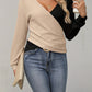 Contrast Surplice Long Sleeve Top