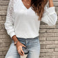 Lace Detail V-Neck Long Sleeve Top