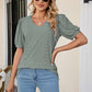 Eyelet Puff Sleeve V-Neck Top