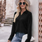 Mandy Decorative Button Johnny Collar Long Sleeve Blouse