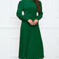 Round Neck Flounce Sleeve Pleated Dress