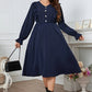 Melo Apparel Plus Size V-Neck Buttoned Flounce Sleeve Dress