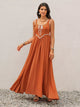 Contrast Trim Lace-Up Maxi Tank Dress Terracotta