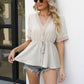 V-Neck Puff Sleeve Babydoll Top