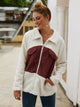 Ivy Lane Plush Contrast Zip Up Coat Burgundy